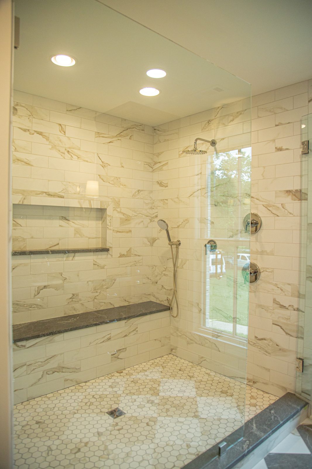 Marble tile shower